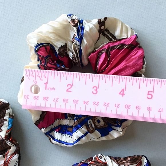Set of 3 Big Regal Print Silky Pleated Scrunchies - Picture 5 of 5
